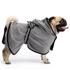 寵物超細纖維浴袍浴巾, 灰色, 1個