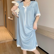 피어니스트 여성용 공주스타일 박시 리본 원피스 잠옷