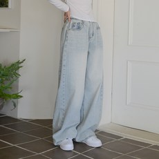 SUBI.JEANS 女款復古側邊摺疊長版寬管牛仔褲 長版 SP268