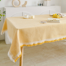 THEIA 北歐風情感桌巾 四季用毛巾桌布, 1個, 90 x 150 cm, 黃色