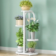 가드닝 철제 화분진열대, 화이트, 4단