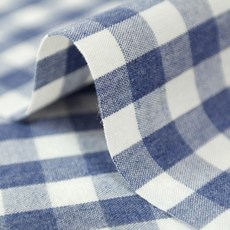 Syusyurum 麻灰色水洗格紋布料 C-267, 海軍藍