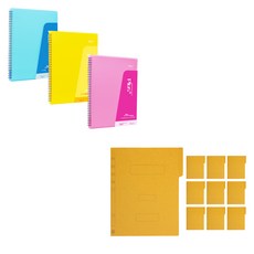 ECO Chungwoon Plus 樂譜夾 A4 20頁 顏色隨機 3入 + 紙質黃色文件夾 10入, 顏色隨機(樂譜夾), 黃色(黃色文件夾), 1個