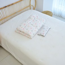 ahtty blanc 嬰幼兒用棉質胎熱枕套2入 + 枕芯 + 寶寶薄被套組, 格紋熊