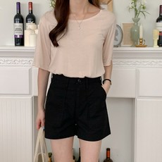 린다샵 이른파 여성용 유넥 반팔 티셔츠 T9699K25