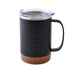 OSLO 軟木底座滑蓋保溫馬克杯, 黑色, 480ml, 1個