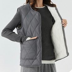 MarketA 女款休閒刷毛拉鍊口袋鋪棉背心 O24FW3-A1302