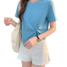 마더브띠 여성용 꼬임핏 무지 반팔 티셔츠