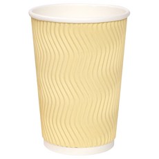 Happypack 三信商社 韓潔 波浪冰飲三層紙杯 380毫升 黃色, 1個, 100入