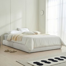 스칸디아 더스테이 호텔 패브릭 무헤드 침대 프레임 단품 방문설치, 라이트그레이