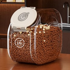 PASTEL PET 寵物旋鈕密封飼料儲存桶, 1個, 16L, 灰色