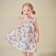 mollimelli 迪士尼女童透氣愛麗絲小碎花連身裙