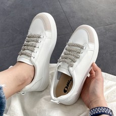 Shoea 魯本斯水鑽鬆緊帶飾帶增高厚底懶人運動鞋