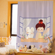 릴리픽 일러스트 가림막 파티션 감성 커튼 + 벨크로 세트