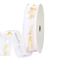 半透明緞帶 寬20mm, 黃金聖誕, 9m