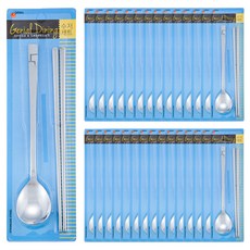 GENIAL 格紋餐具組, 湯匙 30p + 筷子 30p, 銀色, 1個