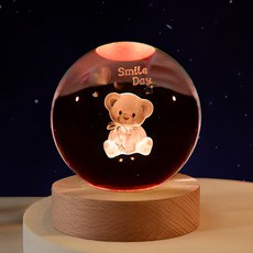 연하 6cm 크리스탈구 감성조명 색변환 무드등 + 선물포장, 만화곰