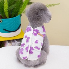 PASTEL PET 寵物蓬鬆花朵刷毛背心, 紫色