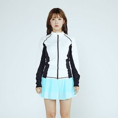 soleil 女款修身拉鍊防曬衣 + 內建安全褲傘狀水上活動短裙套裝