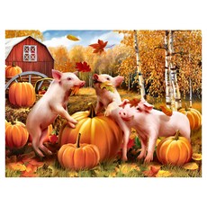 KMELLIE 畫框式 3D 方形水鑽鑽石畫 DIY 套組 50 x 40 cm, 南瓜藤小豬, 1套