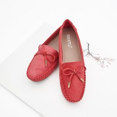 와이제이인터네셔널 여성용 가죽 스웨이드 로퍼 리본드라이빙슈즈 YJ0048