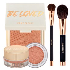 PONY EFFECT 潮光腮紅打亮餅+幻彩眼影霜+超磁力專業刷具 2入, 1組