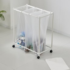 두리펀 ​​베이시스 분리수거함 프릴리 + 전용봉투 50L x 50p 세트, 화이트