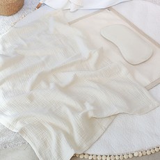 hwamo baby 孩童用3層紗布柔軟午睡被組, 米色