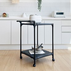 뱅크 국내 제조 이동식 트롤리 소, 블랙, 2단