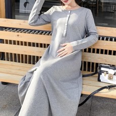 孕婦純棉長袖連身裙