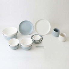 ERATO Mono 2人家用餐具組 20入 T-96A90, 1組, 餐具 16p, 白色, 藍色