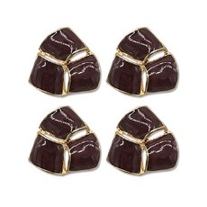 珍珠方晶鋯石寶石點綴三角環氧樹脂鈕扣 23mm, 4個, 金色棕色