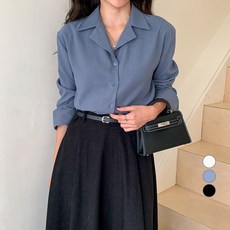 무드인더 여성용 반오픈 피치 언발 무지 남방