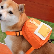 Lanboer 寵物撞色後背包胸背帶, 1個, 橘色