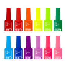KENZICO 螢光色系凝膠指甲油 10g 12入, 混色, 1組