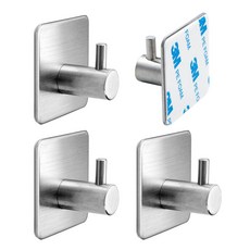 Iwooa 3M 強力黏著 304不鏽鋼掛鉤 1入, 方形 C, 4個