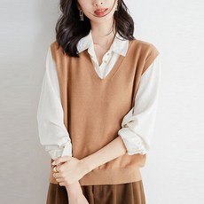 마더브띠 여성용 깔끔 기본 컬러 브이넥 조끼