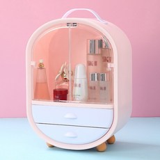 Blue Moon粉色透明推門化妝品收納盒, 1個