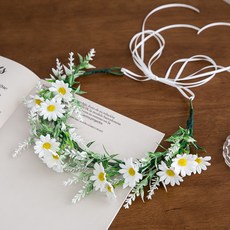 flowertree 春日雛菊婚禮花冠 25cm, 1個, 雛菊白