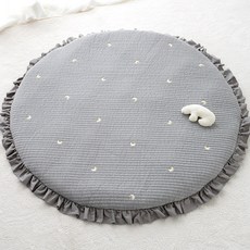 lolbaby 100支棉刺繡圓形薄墊, 星月灰, 1張