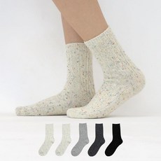 이지레그 여성용 도톰 면넵 꽈베기 중목 양말 5족 세트