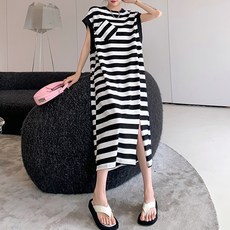 lemon soul 橫條紋背心連衣裙, 條紋