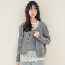 CocoDream 青少年蕾絲層次開襟衫 + 無袖背心套組