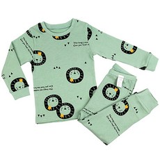 Maykids 童款30支棉黑獅子印花長袖長褲套裝