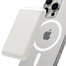 SINJIMORU MagSafe 3卡收納 M-Vica 基本款皮革卡夾手機殼, 白色, 1個