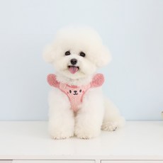 RITOGATO 絨毛造型寵物胸背帶, 粉色