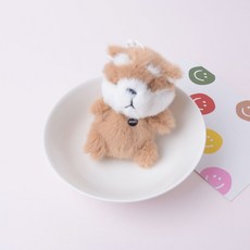 퐁실 동물 키링 인형 시바이누, 혼합색상, 1개, 9cm