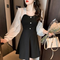 露娜女孩恐懼症透明連衣裙, 黑色