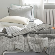 gBEDDING 素色滾邊泡泡紗夏季薄被, 灰色