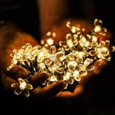 太陽能LED花朵花環戶外燈串20燈組, 暖色, 1套